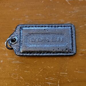 Coach Metallic Silver Hangtag Keychain